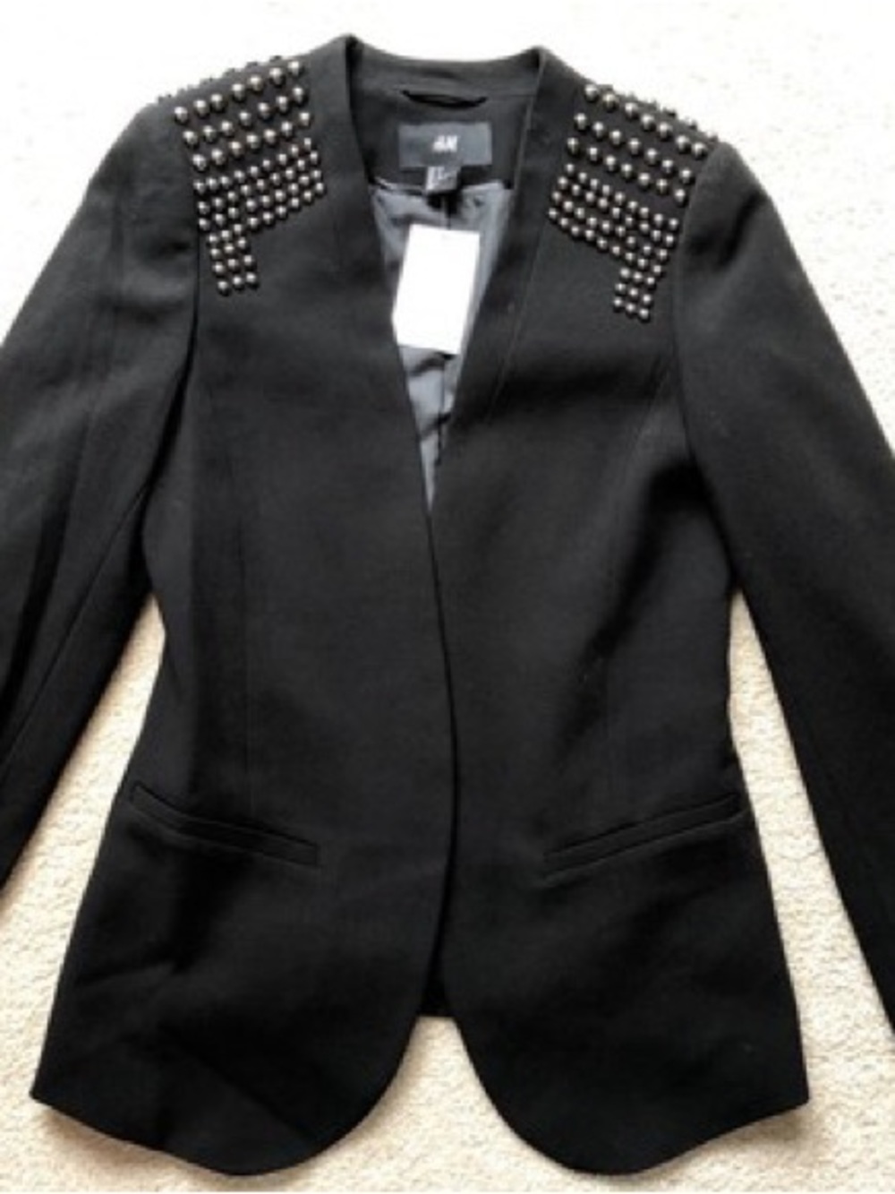H&M Black Studded Shoulder Blazer